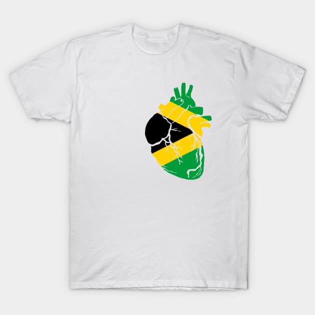 Anatomical heart design, Jamaican flag T-Shirt by Bun Art Store